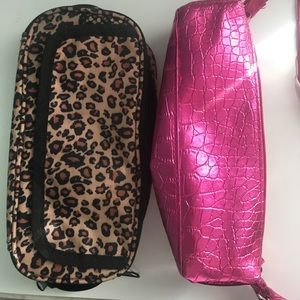 Two Pencil Cases: Cheetah Print and Hot Pink Cases